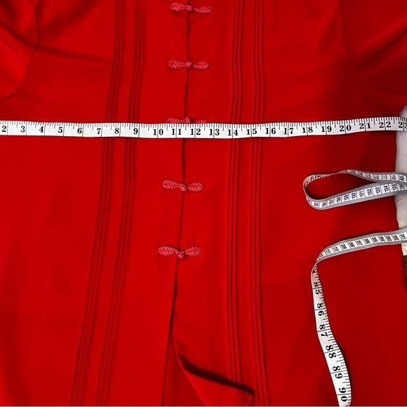 Vintage Red Mandarin Collar Blouse Yves St Clair - Picture 6 of 9